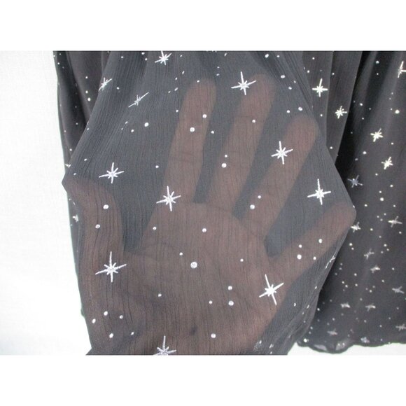 Cider Womens Starry Night Dress 1XL Black Sheer Short Sleeve Empire Waist - Picture 7 of 14